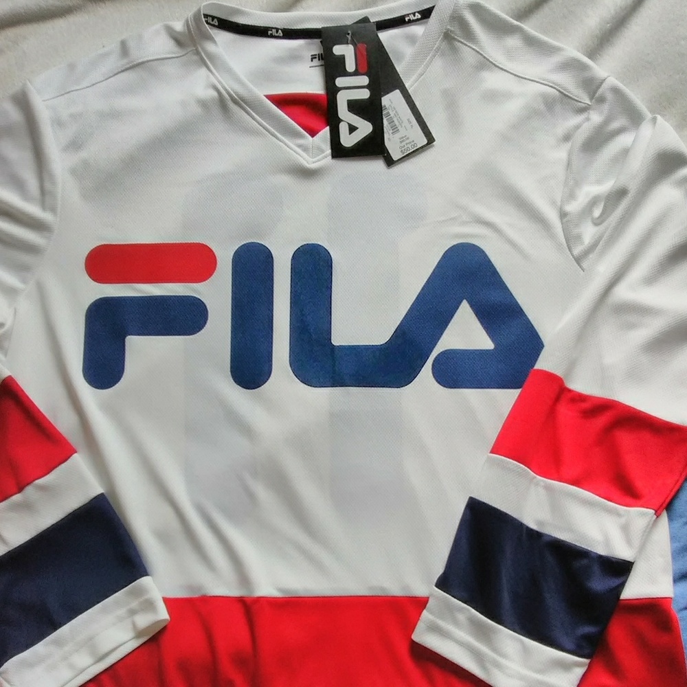 Fila Hockey Jersey XL White Red Blue NWT